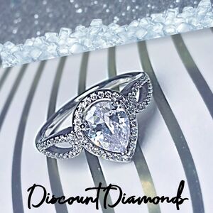 Clear White Diamond Cocktail Ring & Clear White Baguette Diamonds on 925 Silver